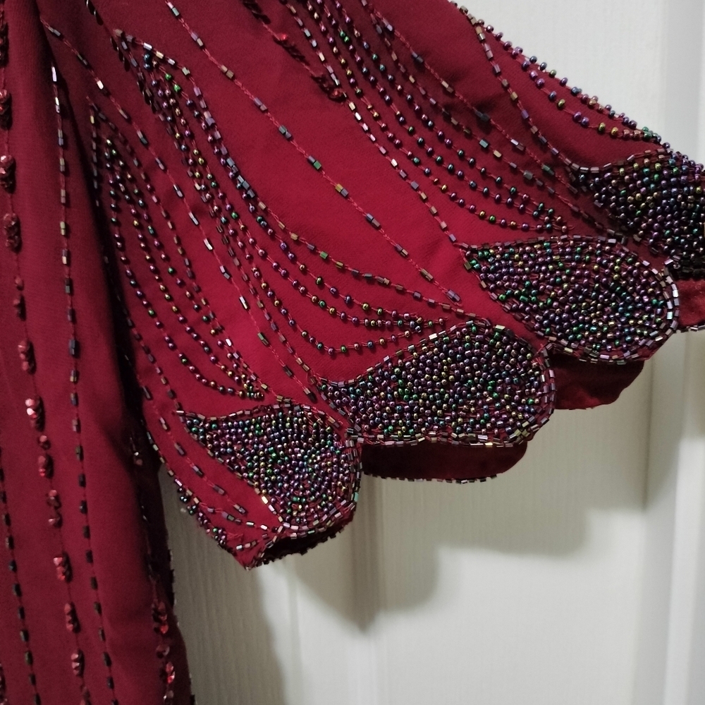 Creative Touch Elegant Sequin Women's Burgundy Blouse - Picture 5 of 8